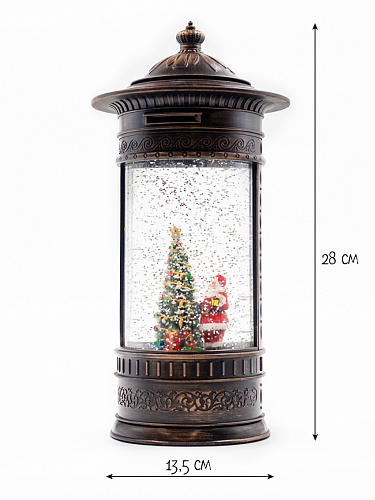 													Новогодний фонарик музыкальный Дед Мороз у елки 27 см Р-5147-A фото 5
