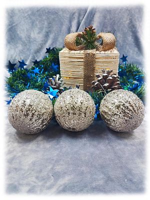 Набор шаров 8 см 3 шт шампань 301536CH8