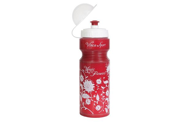 Велофляга Vinca sport Волшебные цветы с защитной крышкой 750 мл красная VSB 04 magic flowers