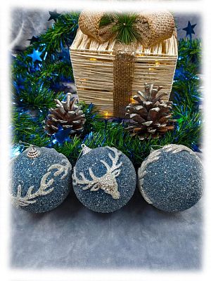 Набор шаров 8 см 3 шт синий 803-7