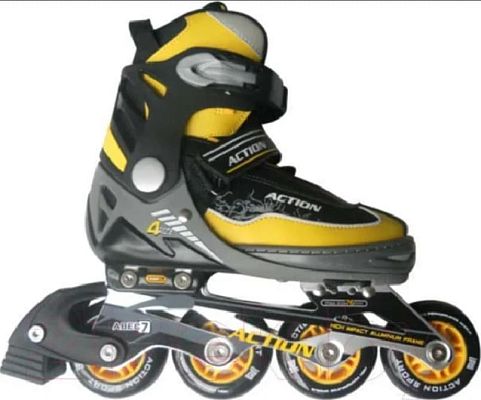 Роликовые коньки Action PW-132B-8, 39-42 Black - Yellow, , 00003042