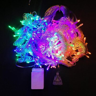 Светодиодный занавес штора 3x3 м, цветной (RGB) 240 LED, 8 режимов, провод прозрачный, 600L(п/п)-mix