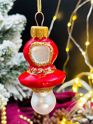 Елочная игрушка Соска красный  см, стекло  // соска RED