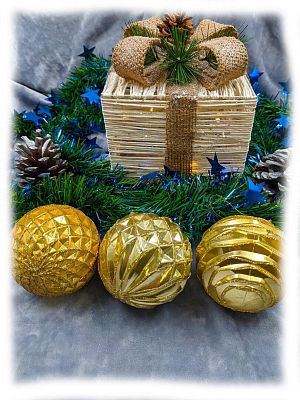 Набор шаров 8 см 3 шт золотой 80ZV03-08G