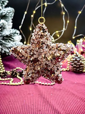 Елочная игрушка Звезда розовое золото 11 см Р-7444