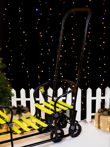 													Санки-коляска детские Погодки Универсал 1 черный лимон 7361592 фото 3