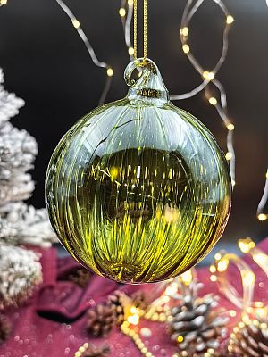 Шар прозрачный/зеленый 8 см, стекло Merry Green MG24027