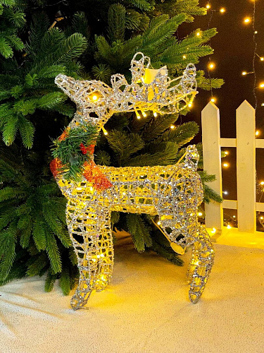 													Светодиодная фигура Олень  серебряный 50 см  К130-576 фото 4