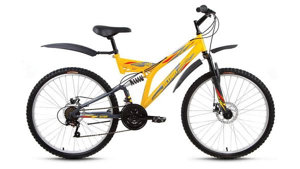 Велосипед горный двухподвес ALTAIR MTB FS disk 26" 16" 18 ск. желтый ALTAIR MTB FS 26 disc 16" желты
