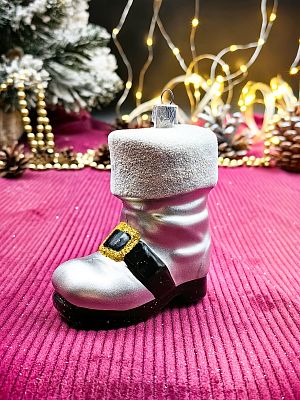 Елочная игрушка Сапожок  серебристый 10 см Sapog/plas/SILVER