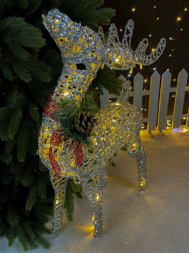 													Светодиодная фигура Олень  серебряный 70 см  К130-579 фото 3