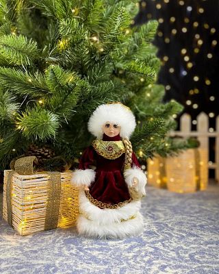 Снегурочка музыкальная, танцующая 30 см бордовый 19B703-12